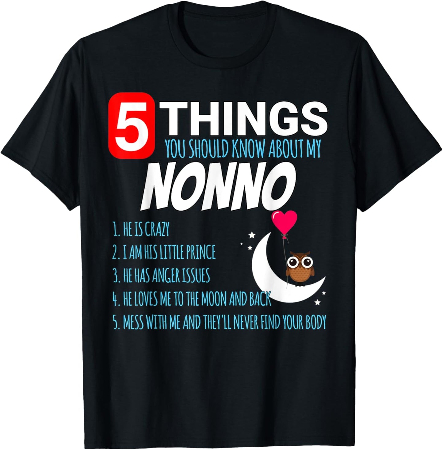 Nonno Proud funny 5 Things you should know about my Grandpa T-Shirt - T-Shirt | Black