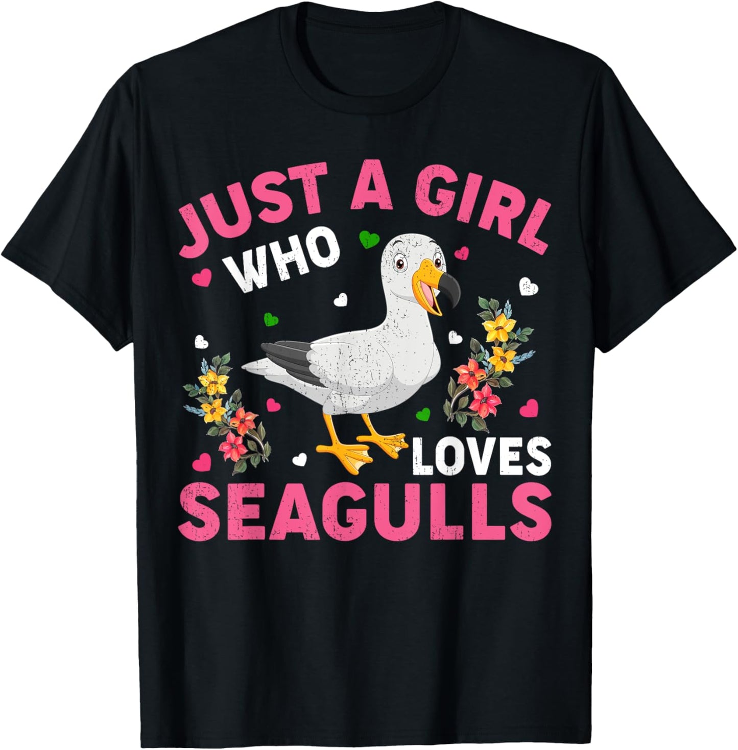 Seagull Bird Lover Just A Girl Who Loves Seagulls T-Shirt - T-Shirt | Black