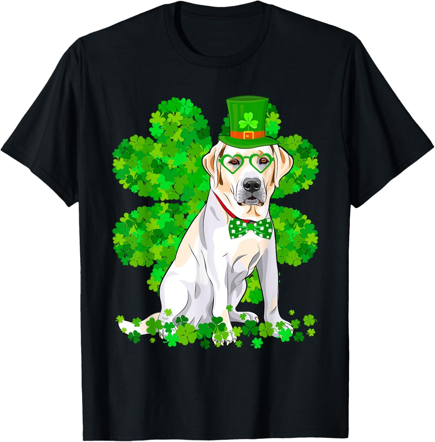 Labrador Dog St. Patrick's Day Cute Shamrock T-Shirt - T-Shirt | Black