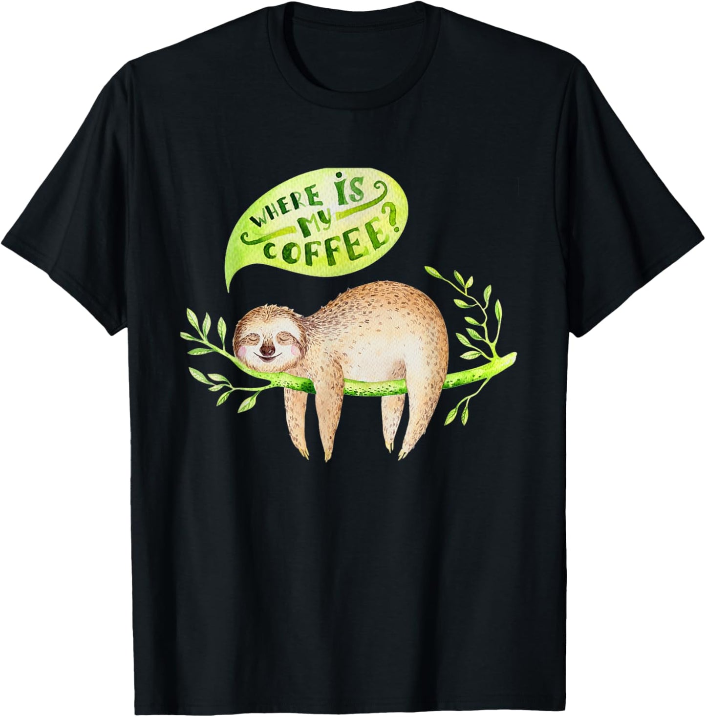 Cute Baby animals sloth nursery T-Shirt - T-Shirt | Black