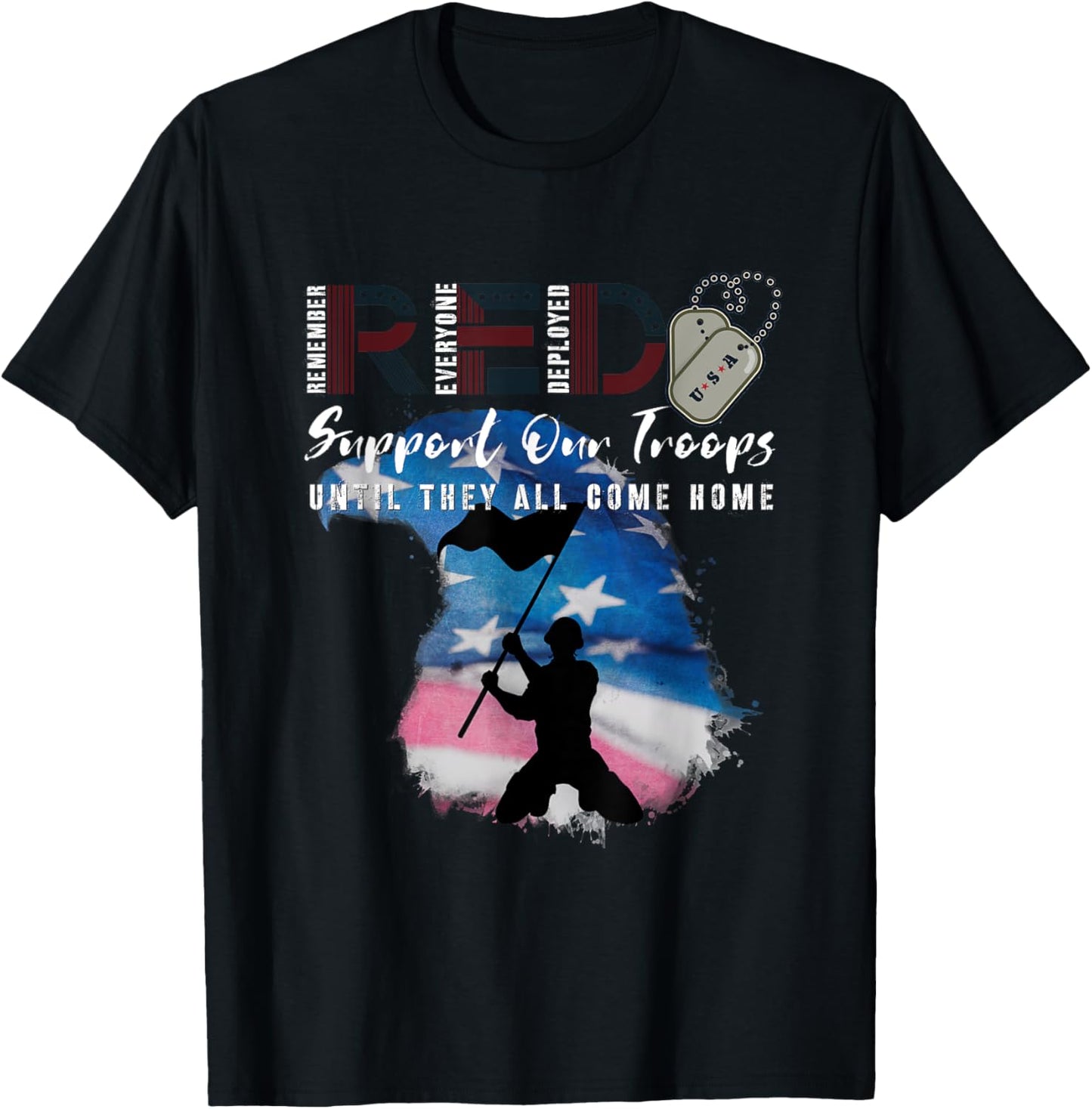 Red Friday Military We Wear Red Support Our troops US Flag T-Shirt - T-Shirt | Black