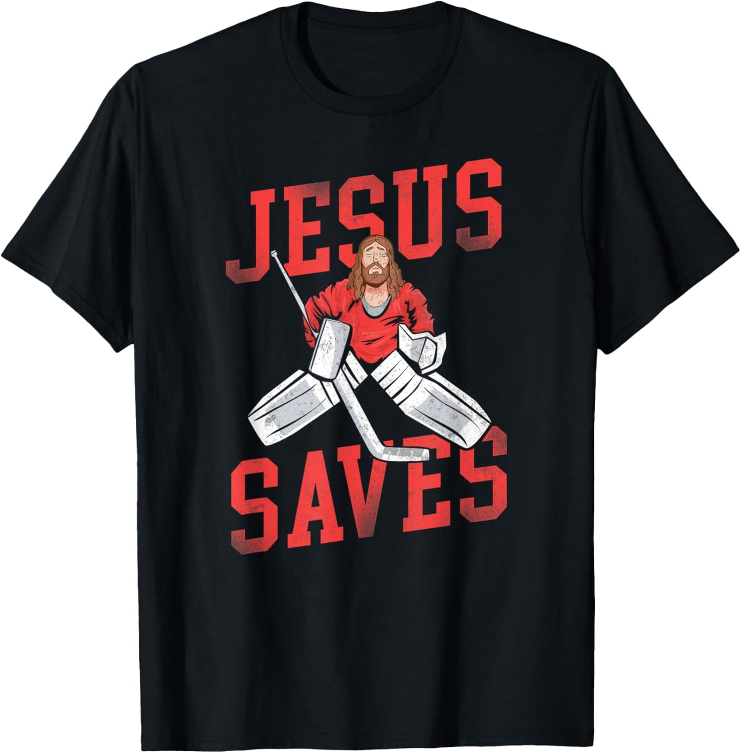 Ice Hockey Goalie Vintage Goalkeeper Jesus T-Shirt - T-Shirt | Black