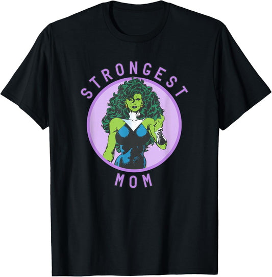 Marvel Mother's Day She-Hulk Strongest Mom Big Chest Logo T-Shirt - T-Shirt | Black