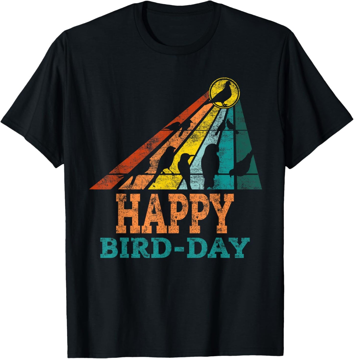 Retro Vintage Bird Watcher Happy Bird Day Funny Birthday T-Shirt - T-Shirt | Black