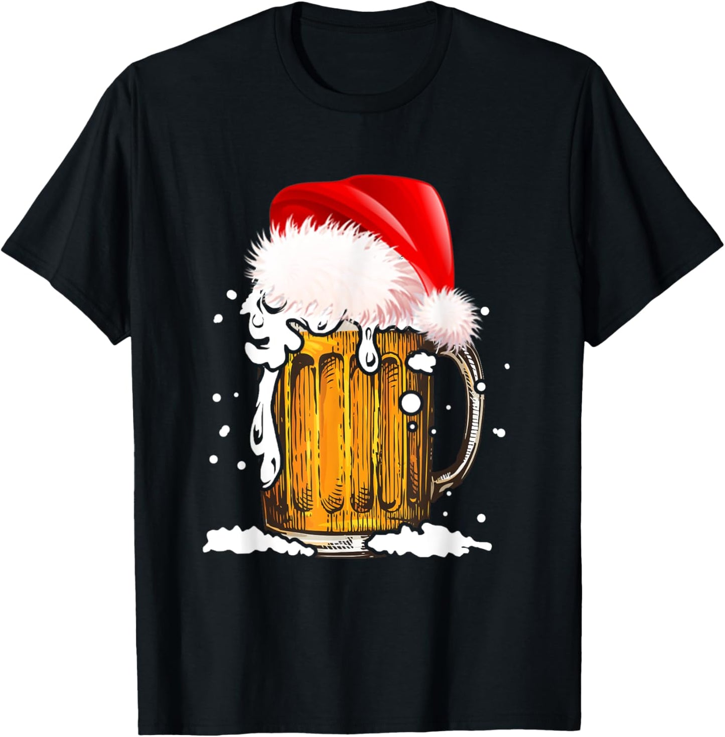 Beer Santa Hat Christmas Drinking Lover Alcohol Pajamas T-Shirt - T-Shirt | Black