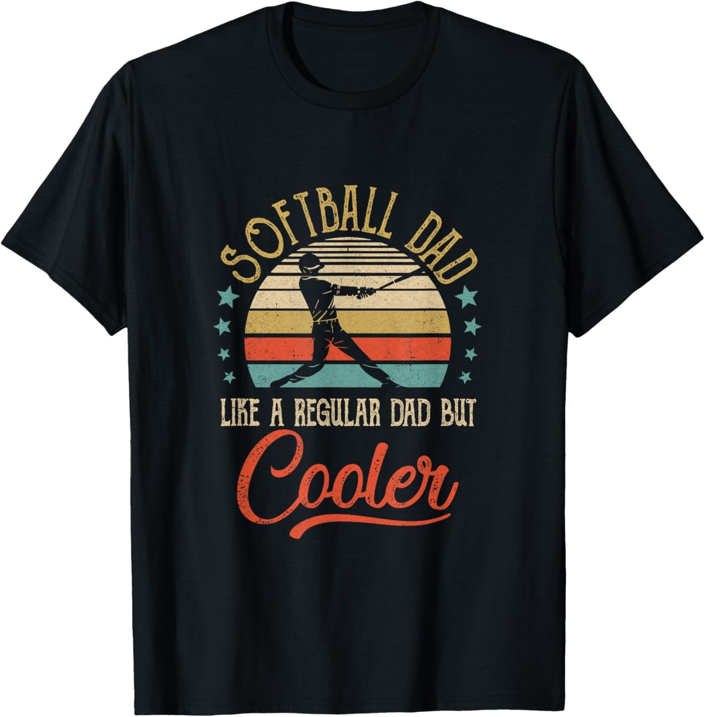 Softball Dad Like A Regular Dad Cooler Vintage Fathers Day T-Shirt - T-Shirt | Black
