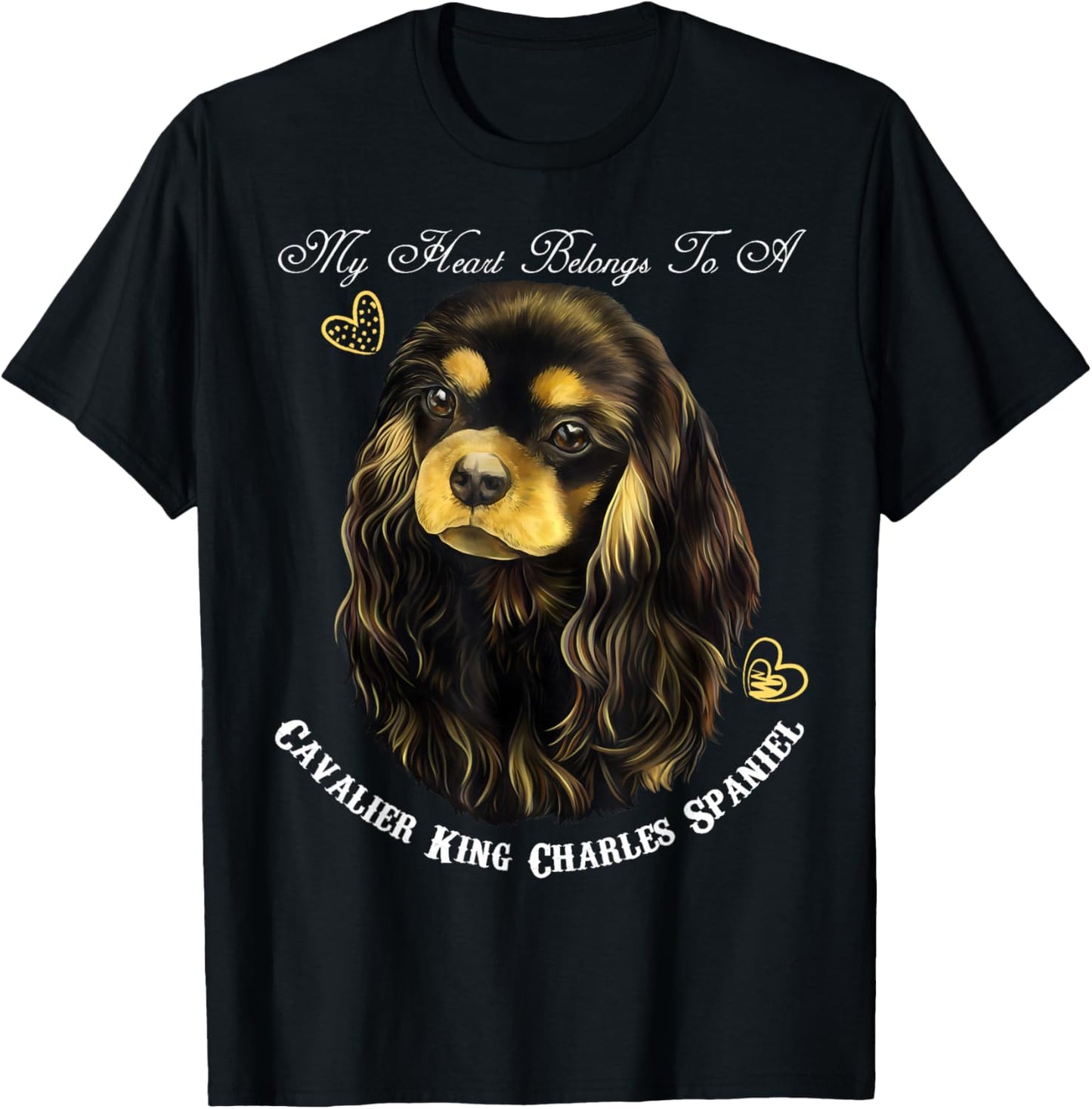 King Charles Spaniel, Black Tan Cavalier Spaniel T-Shirt - T-Shirt | Black
