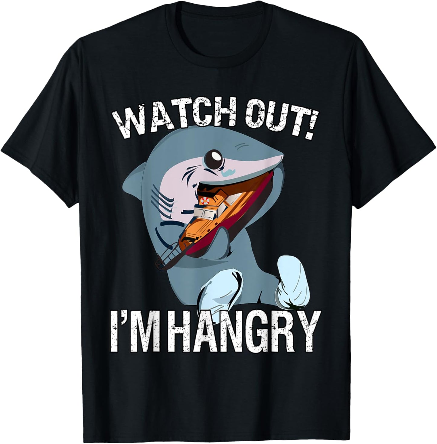 Funny Watch Out! I'm Hangry Cute Hangry Shark T-Shirt - T-Shirt | Black