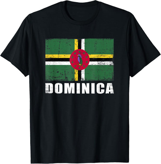 Dominica Flag Design Grunge Country Flag Dominica T-Shirt - T-Shirt | Black