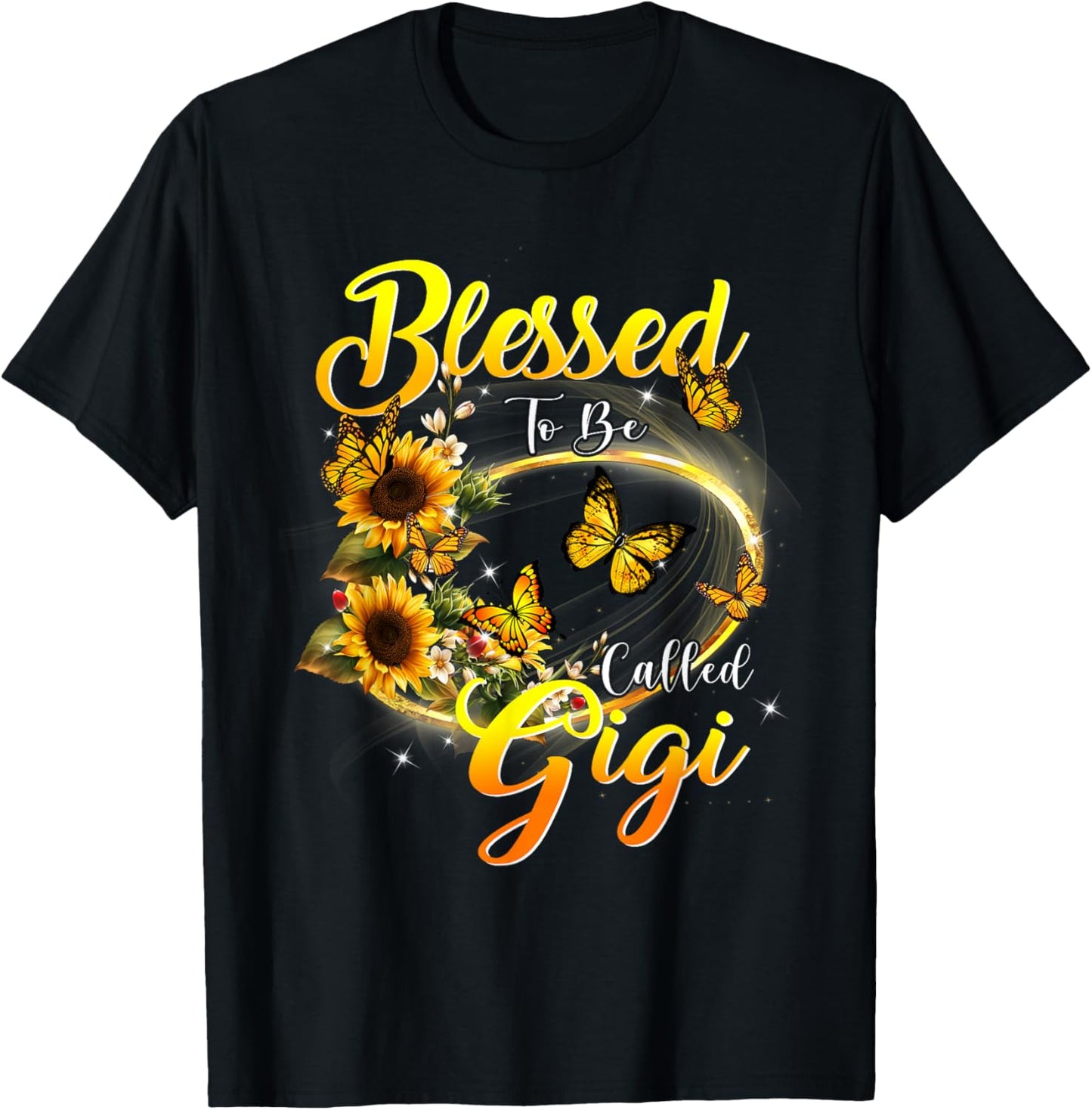 Blessed to be called Gigi Shirt Sunflower Lovers Grandma T-Shirt - T-Shirt | Black