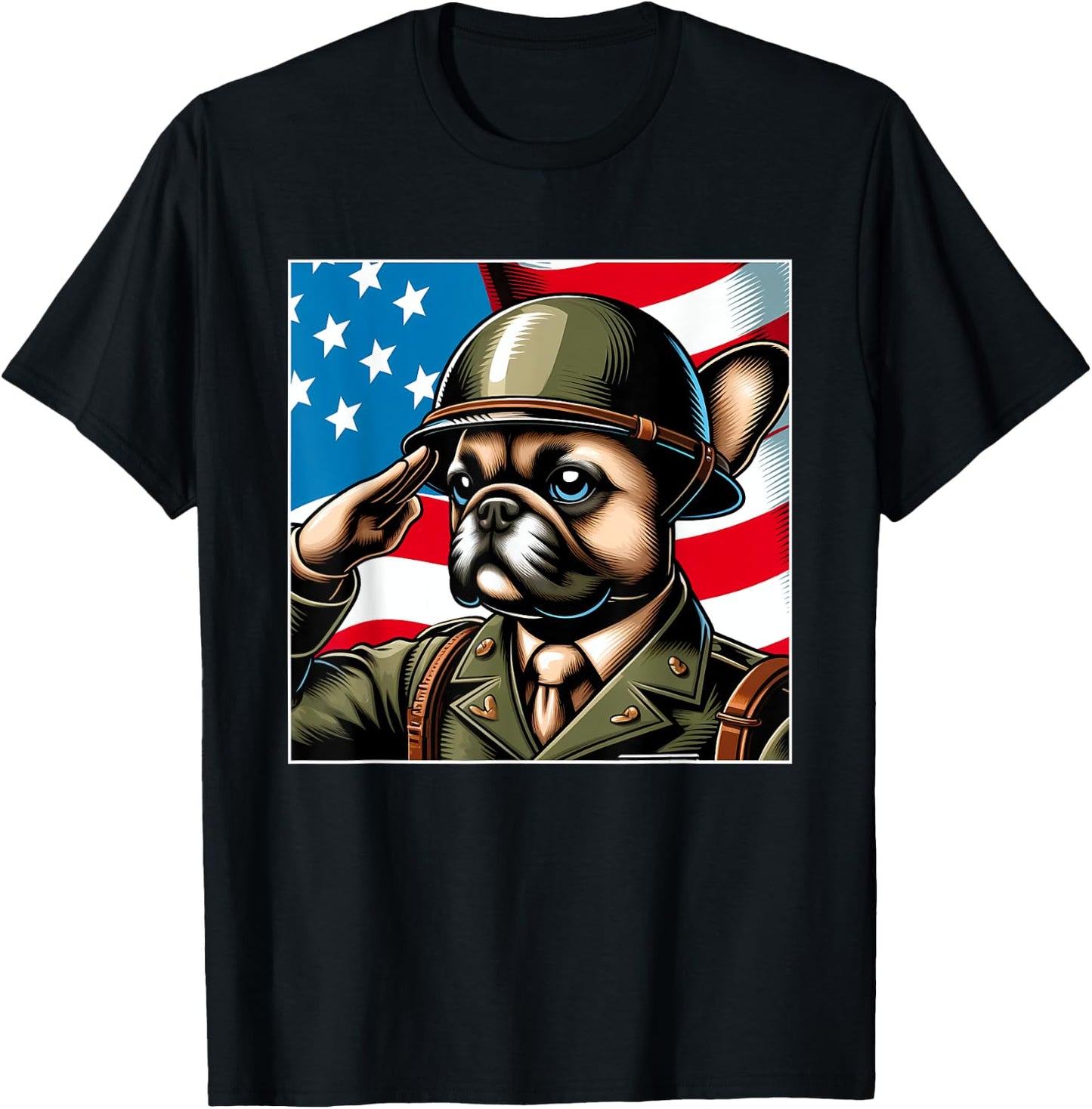 4th Of July US Flag Salute French Bulldog Men T-Shirt - T-Shirt | Black