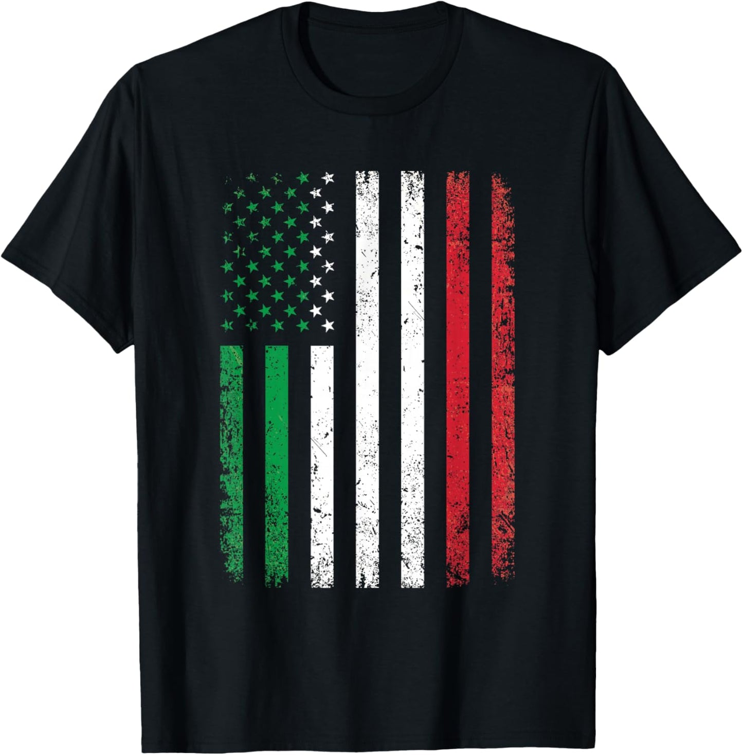 Italy USA Flag 4th of July Patriotic American Italian Flag T-Shirt - T-Shirt | Black