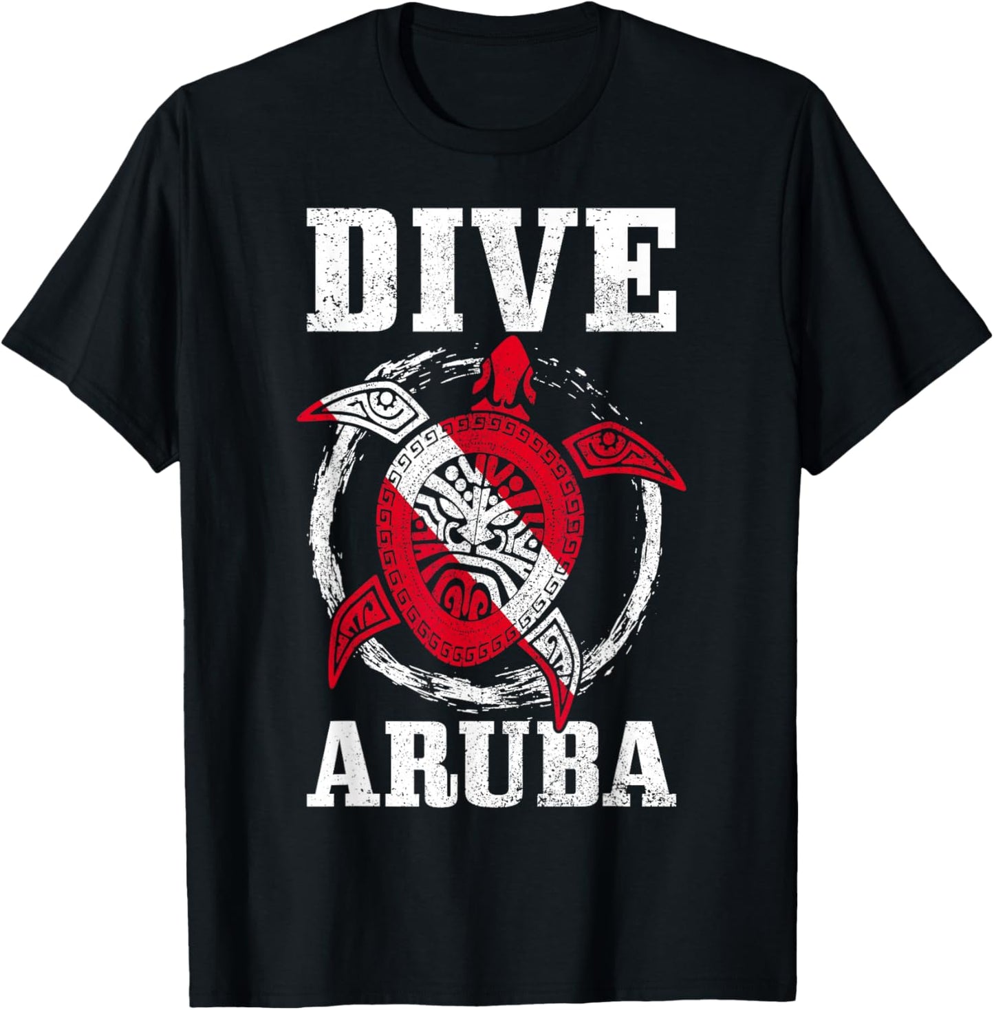 Aruba Diving Flag Sea Turtle Diver Diving T-Shirt - T-Shirt | Black