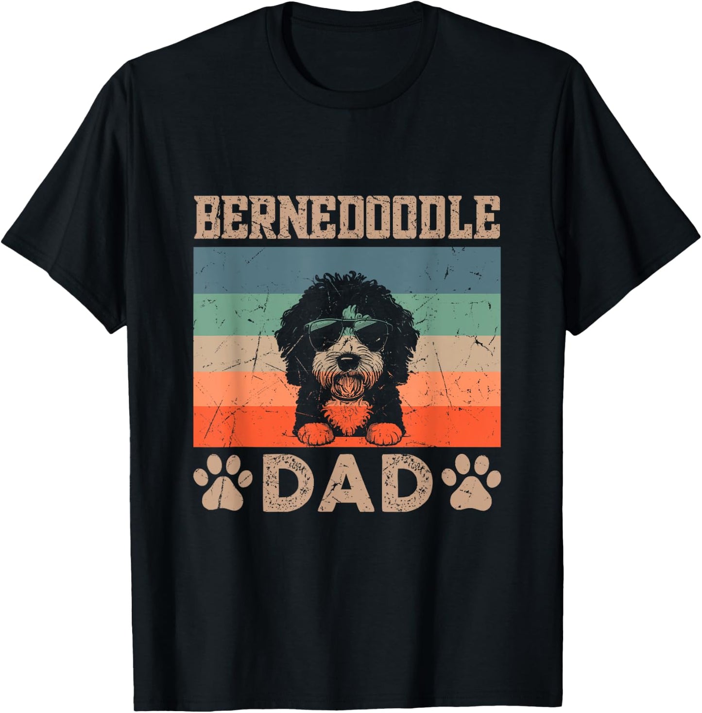 Vintage Bernedoodle Dad Gifts Funny Dog Dad Father's Day Men Women Girls Kids T-Shirt - T-Shirt | Black