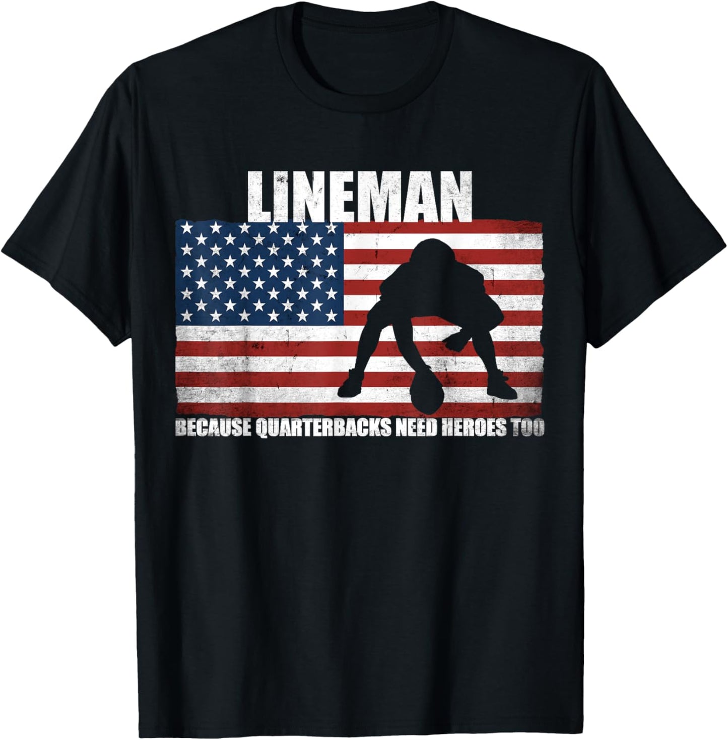 Funny Gift Football Player Lineman Football T-Shirt - T-Shirt | Black