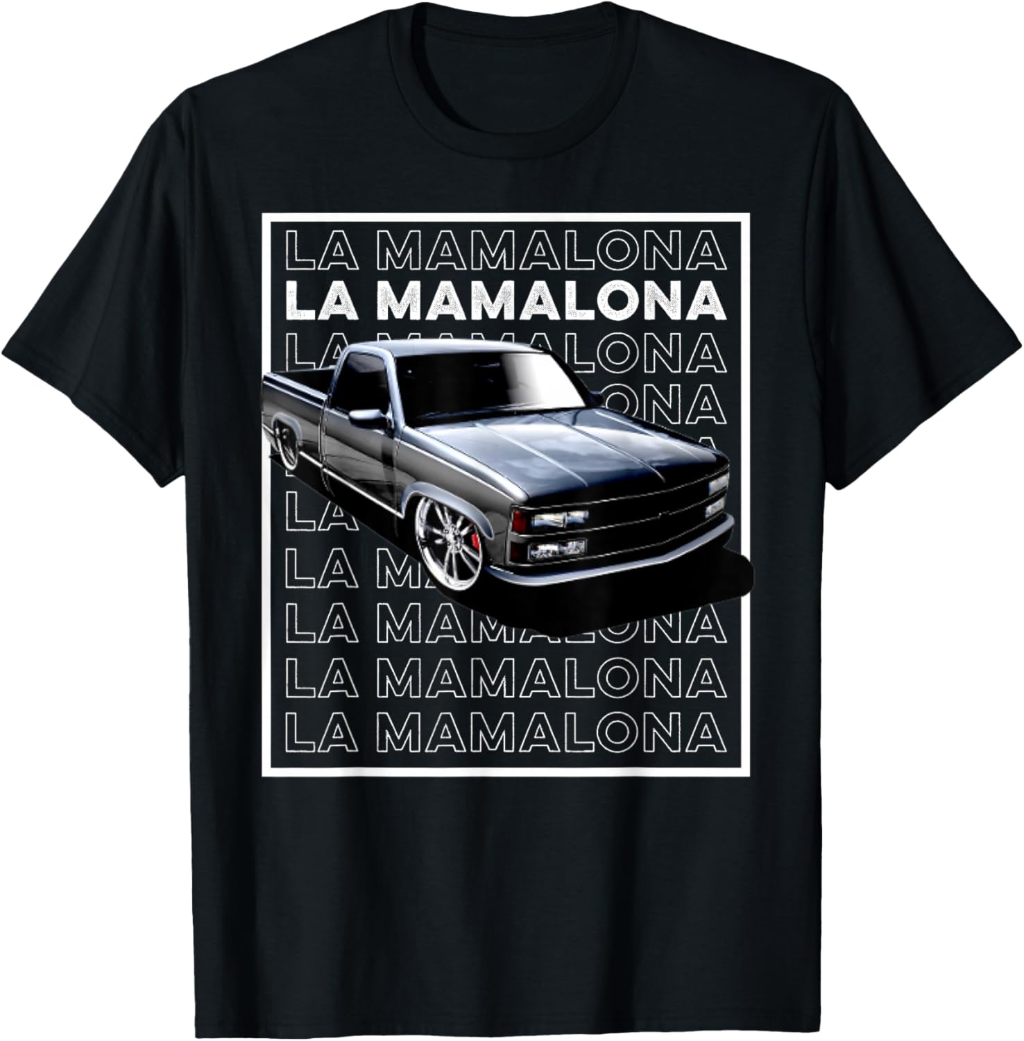 Trokiando 1990s OBS slammed low truck on big wheels art T-Shirt - T-Shirt | Black