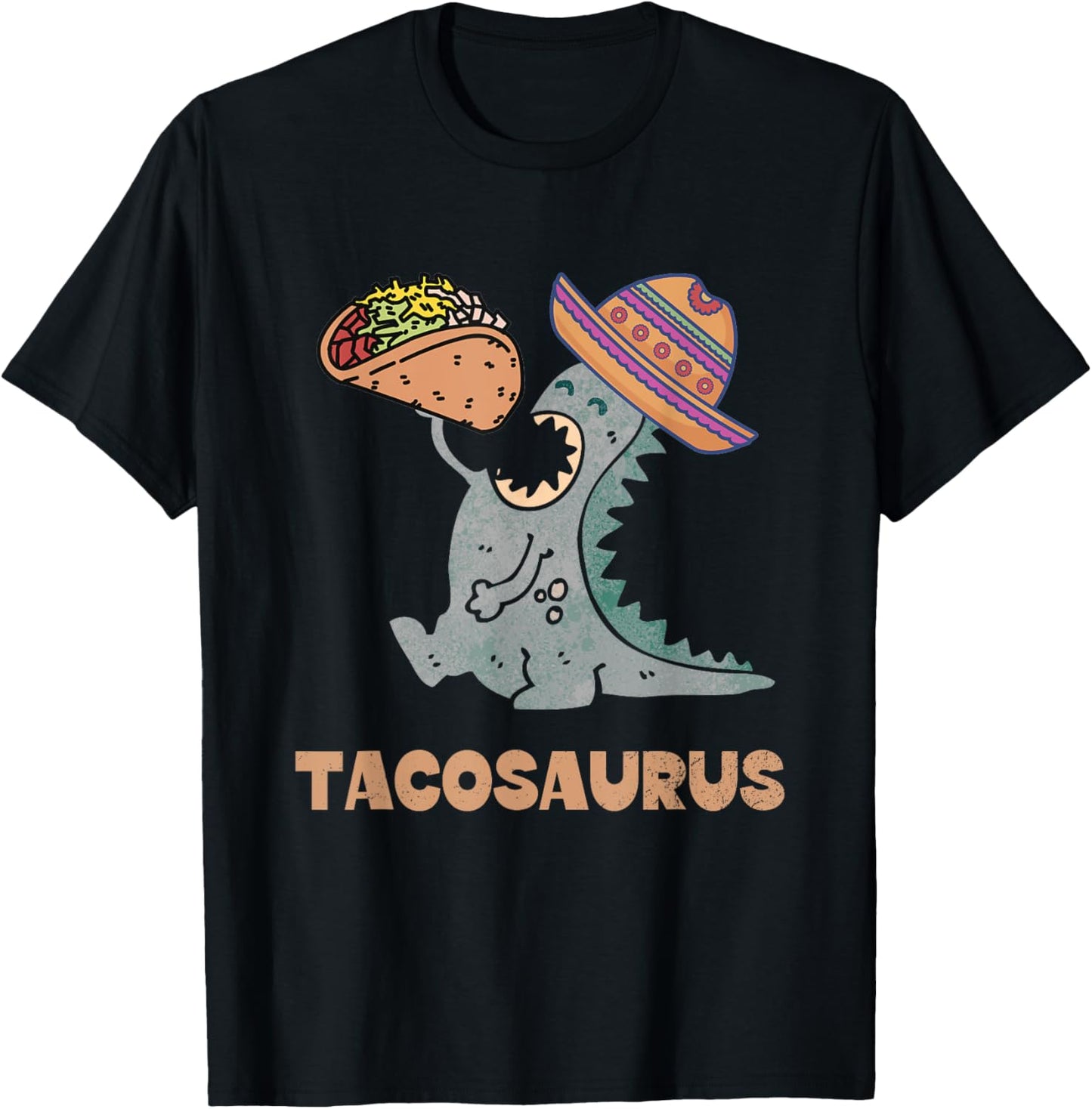 Tacosaurus Taco Lover Funny Mexican Food Dinosaur T-Shirt - T-Shirt | Black