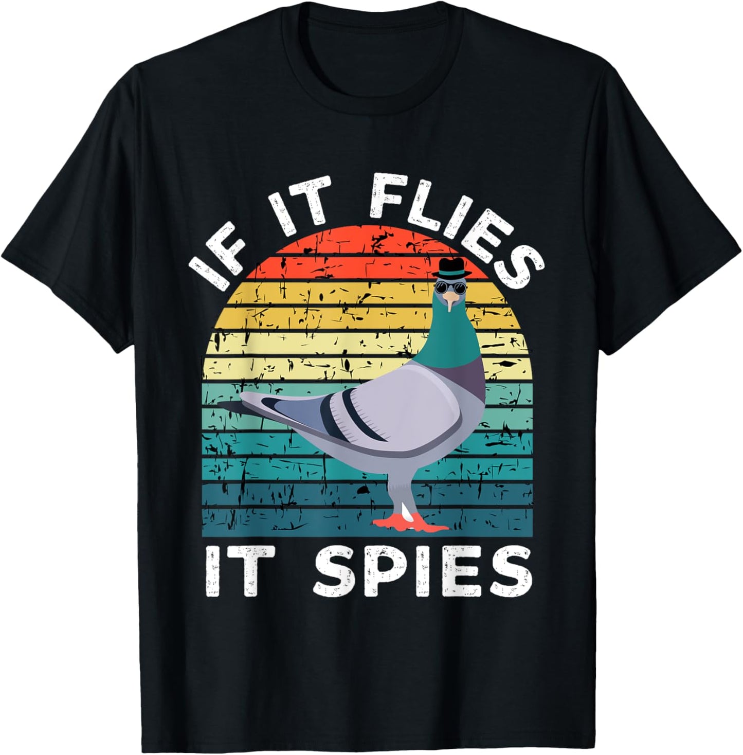 If It Flies It Spies Pigeons Are Liars Conspiracy Vintage T-Shirt - T-Shirt | Black