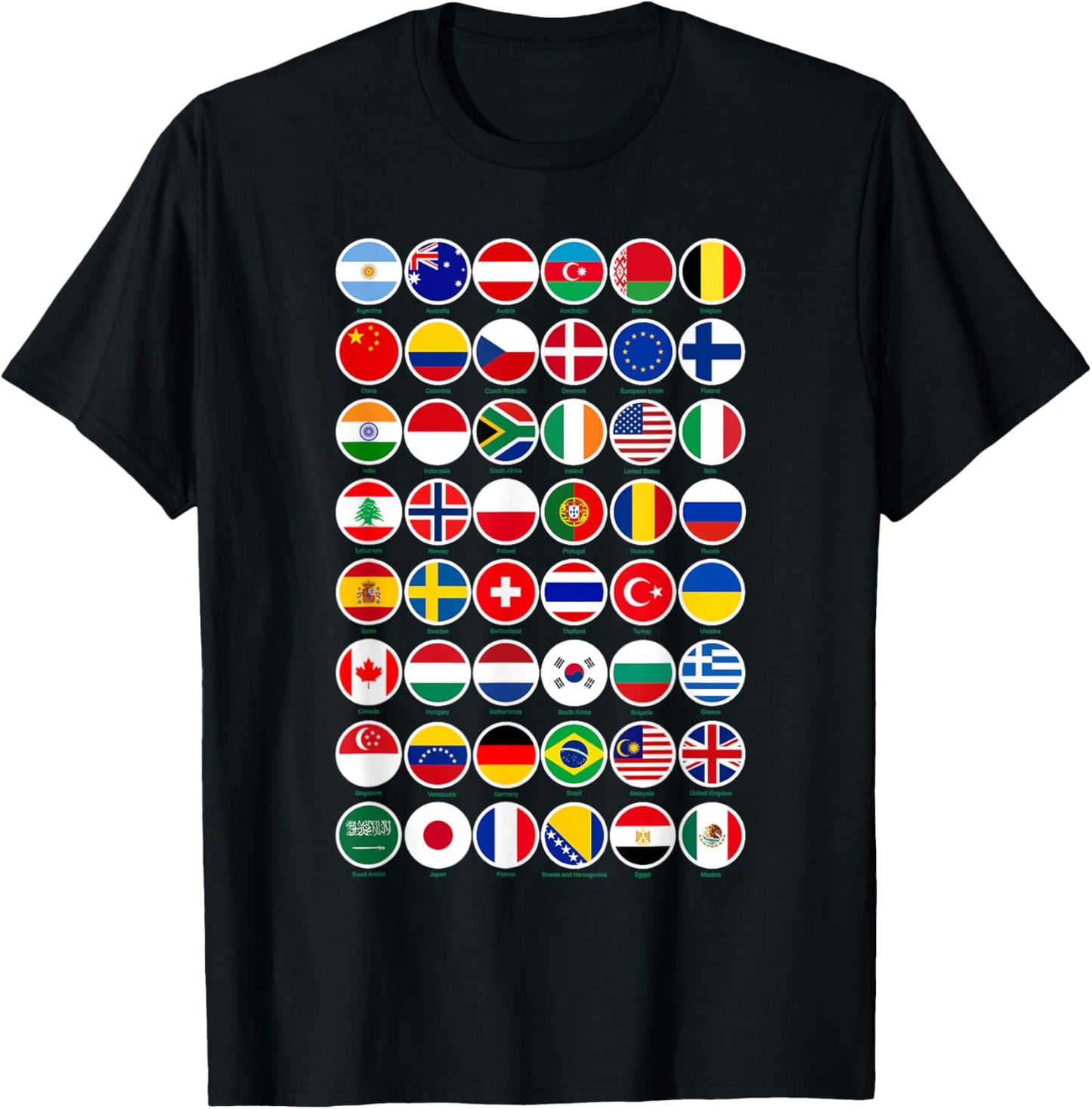 Flags of the Countries of the World Graphic Cool Designs T-Shirt - T-Shirt | Black