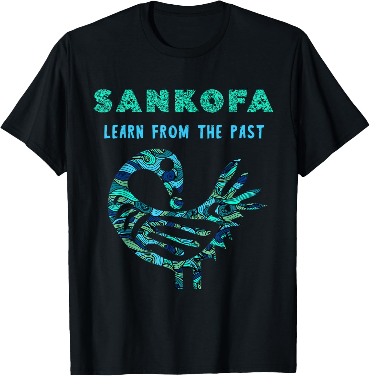 Sankofa Learn From The Past African Bird Pattern T-Shirt - T-Shirt | Black