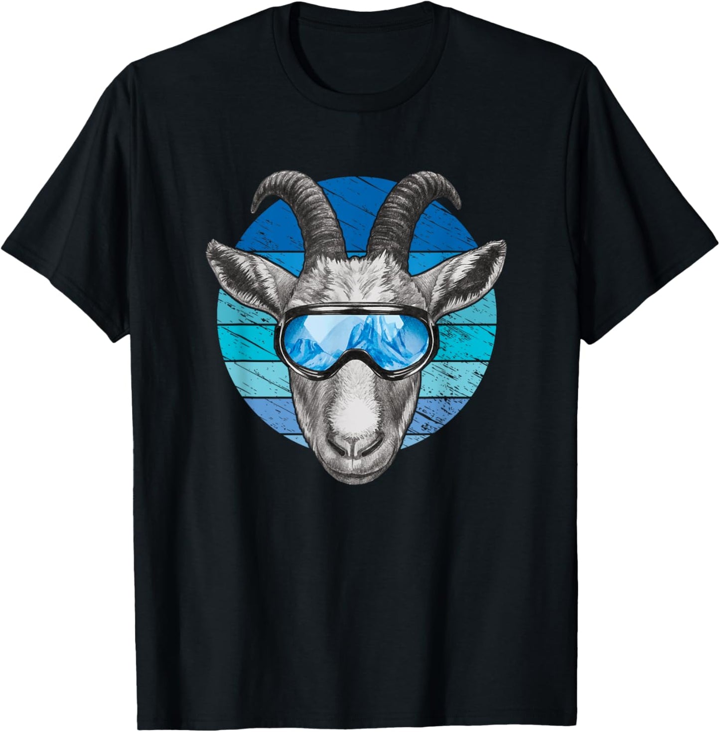 Funny goat with ski goggles T-Shirt - T-Shirt | Black