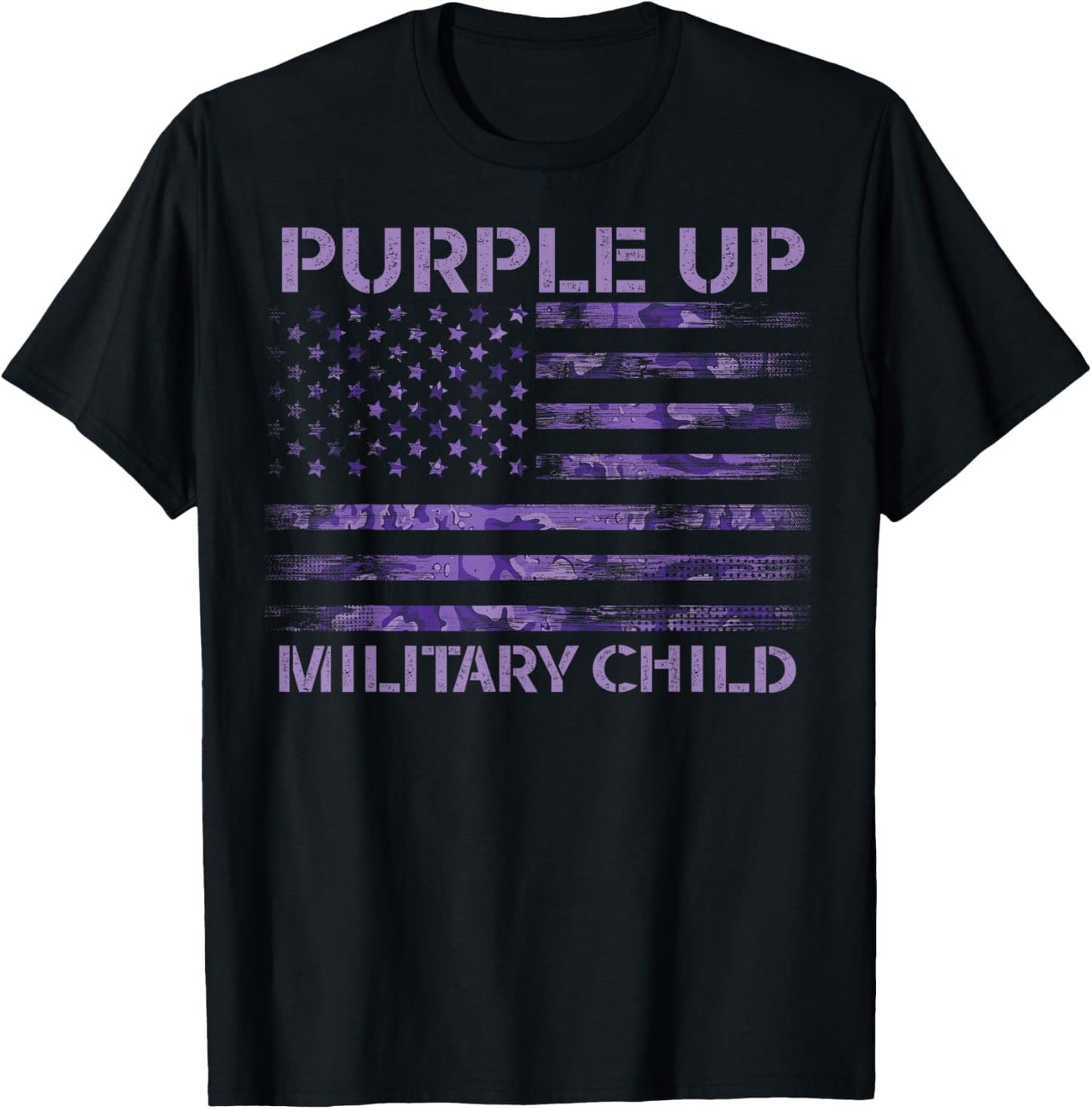 Purple Up Military Strong Child Kids Support Appreciation T-Shirt - T-Shirt | Black