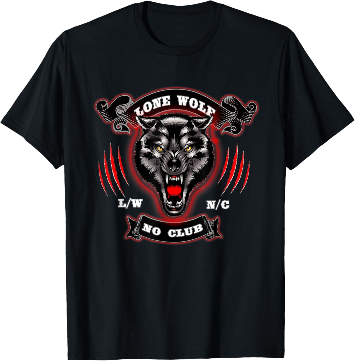 Lone Wolf No Club Biker Motorcycle Cruiser T-Shirt - T-Shirt | Black
