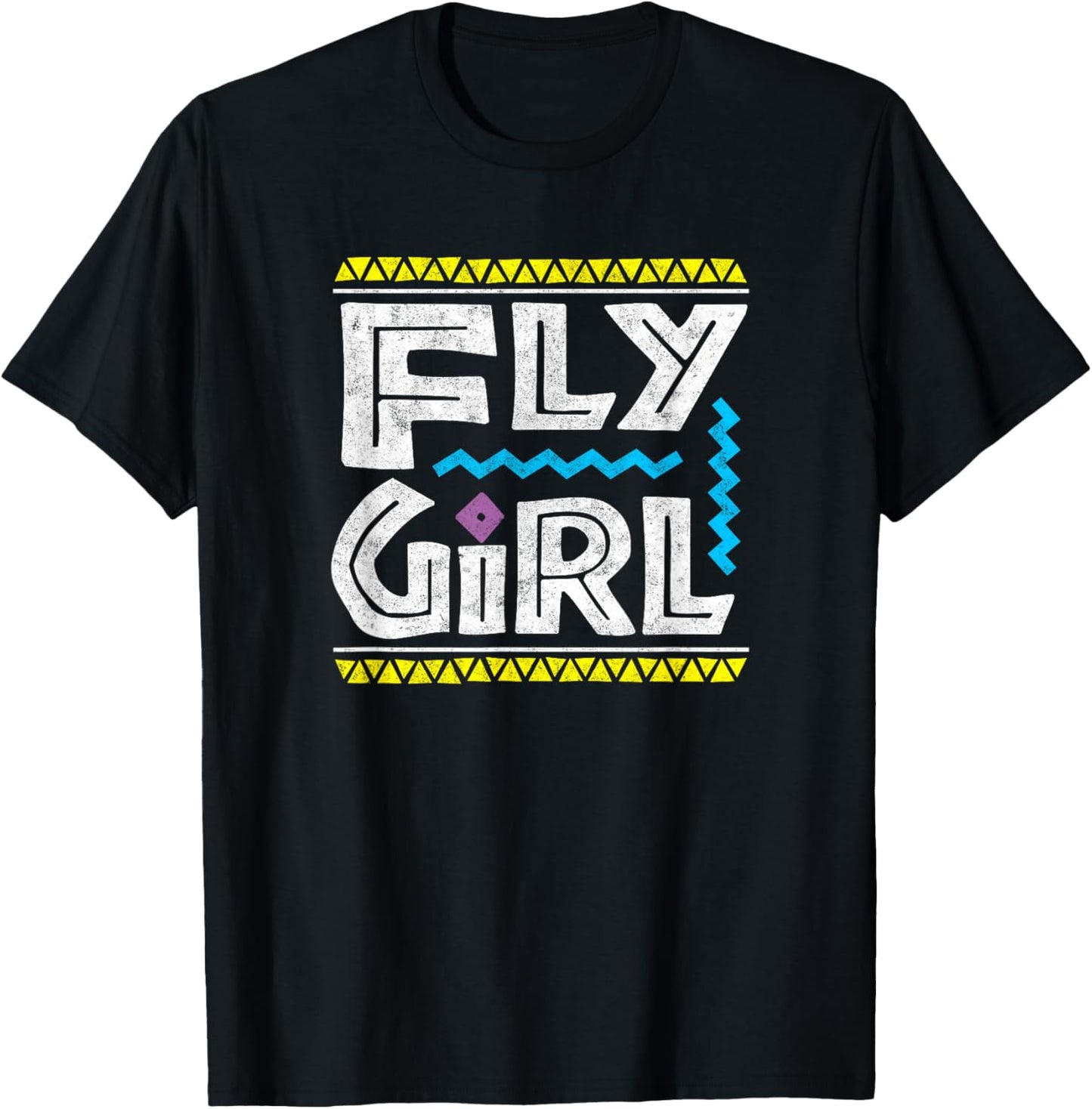 Fly Girl 80s 90s Old School Distressed B-Girl Hip Hop T-Shirt - T-Shirt | Black