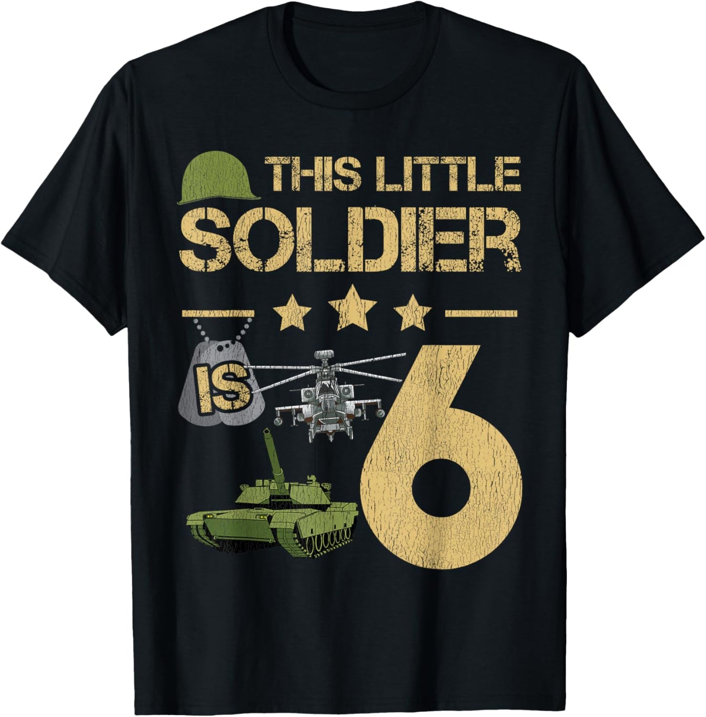 6 Year Old Soldier Birthday Boy 6th Birthday Kids Army Camo T-Shirt - T-Shirt | Black