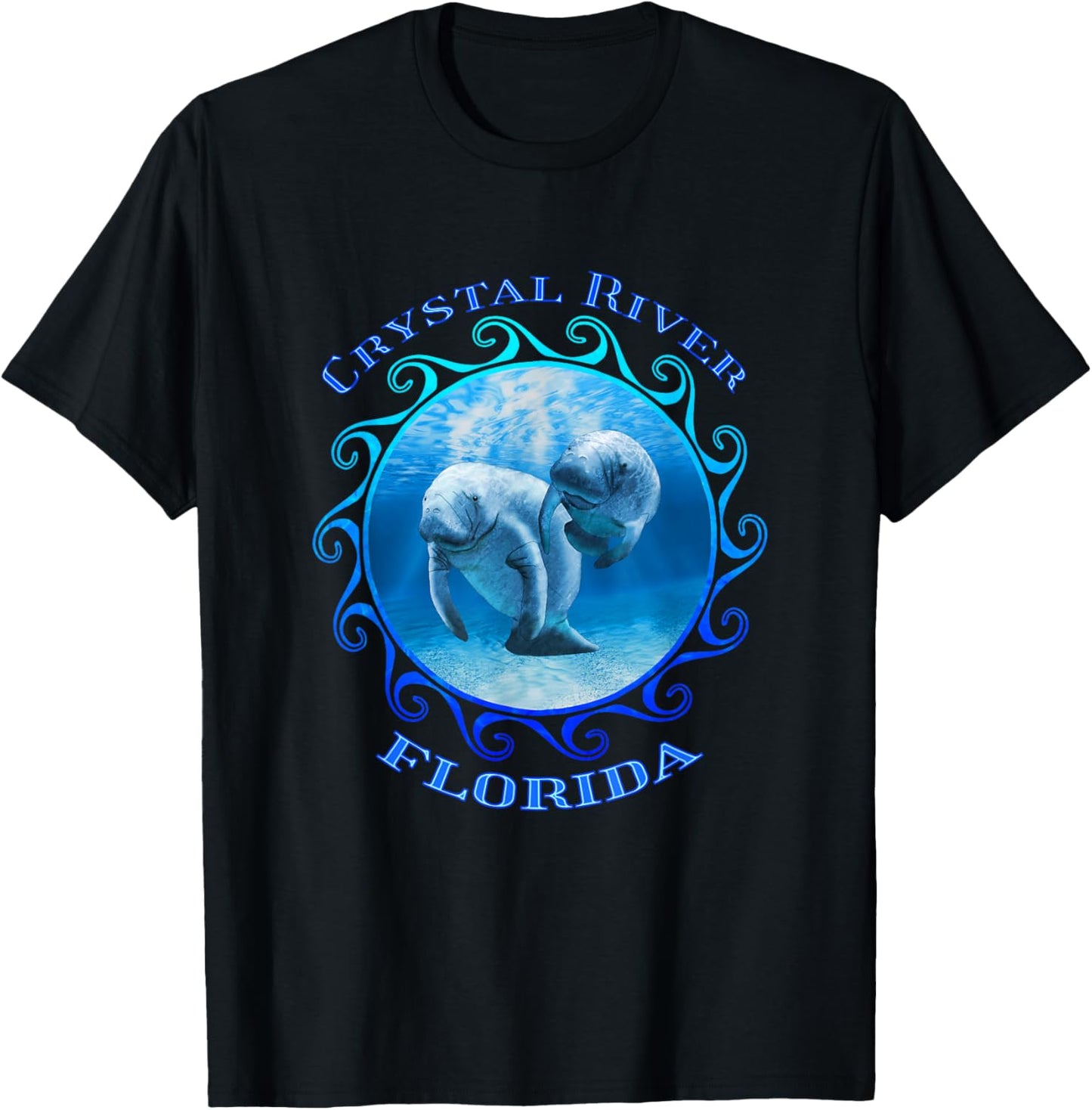 Crystal River Florida Vacation Swimming Manatees T-Shirt - T-Shirt | Black