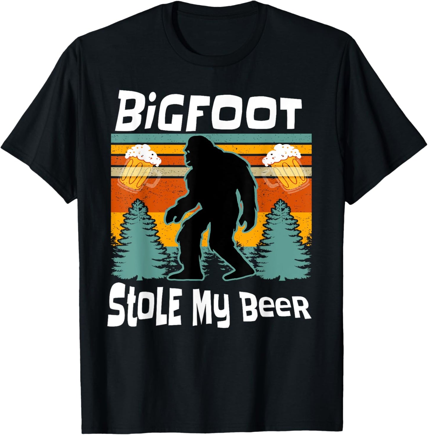 Bigfoot Stole My Beer Funny Yeti Yowi Sasquatch Drinking T-Shirt - T-Shirt | Black