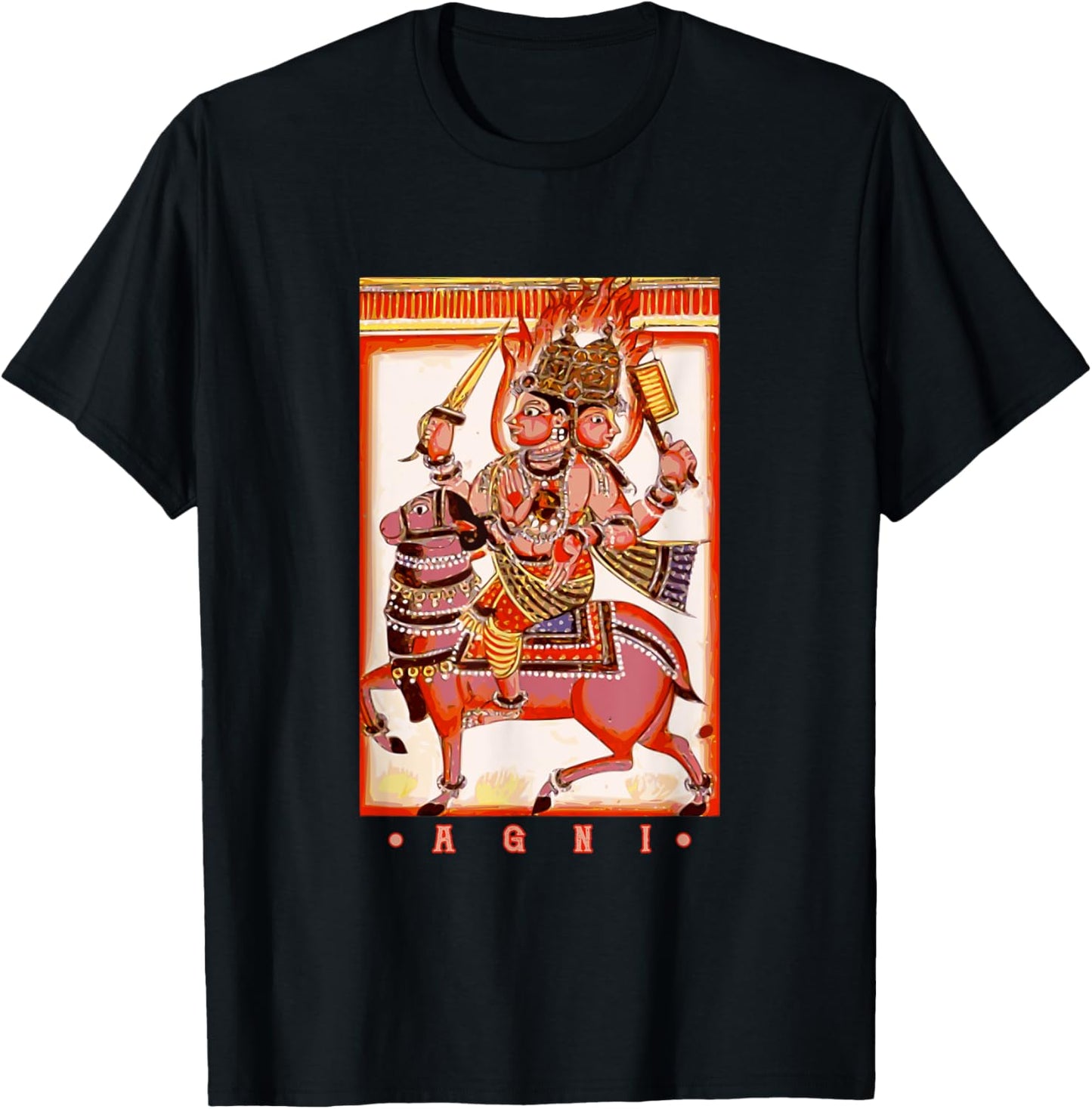 Agni Hindu Deva God of Fire Indian Hinduism T-Shirt - T-Shirt | Black
