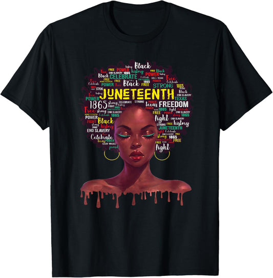 Juneteenth shirts Afro Beautiful Black Pride 2024 T-Shirt - T-Shirt | Black