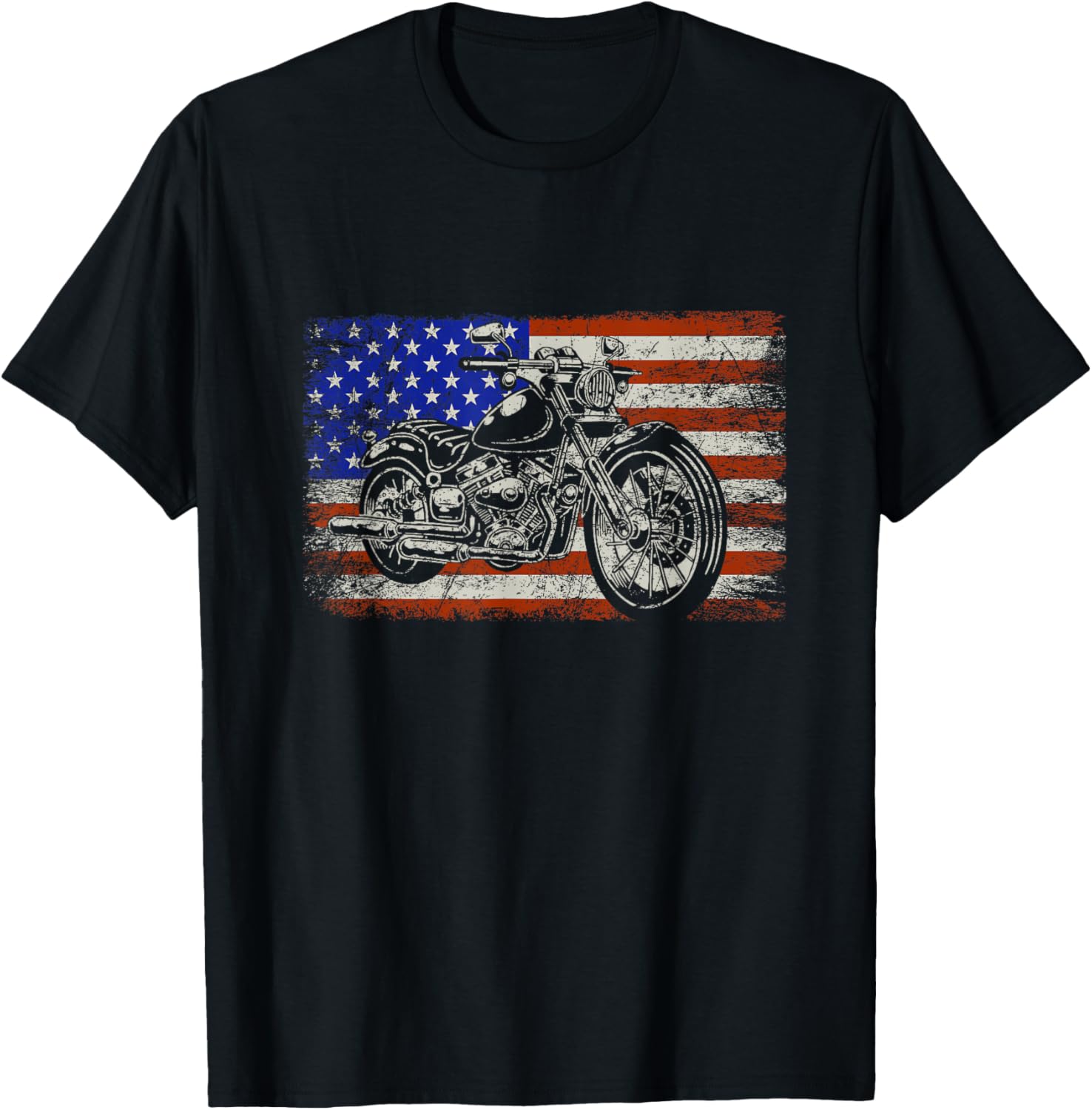 USA Flag American Pride Motorcycle Riding Biking Gift Biker T-Shirt - T-Shirt | Black