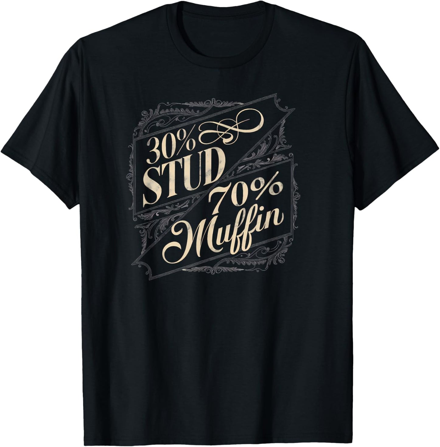30% Stud 70% Muffin Vintage Retro Funny Joke Sarcasm T-Shirt - T-Shirt | Black