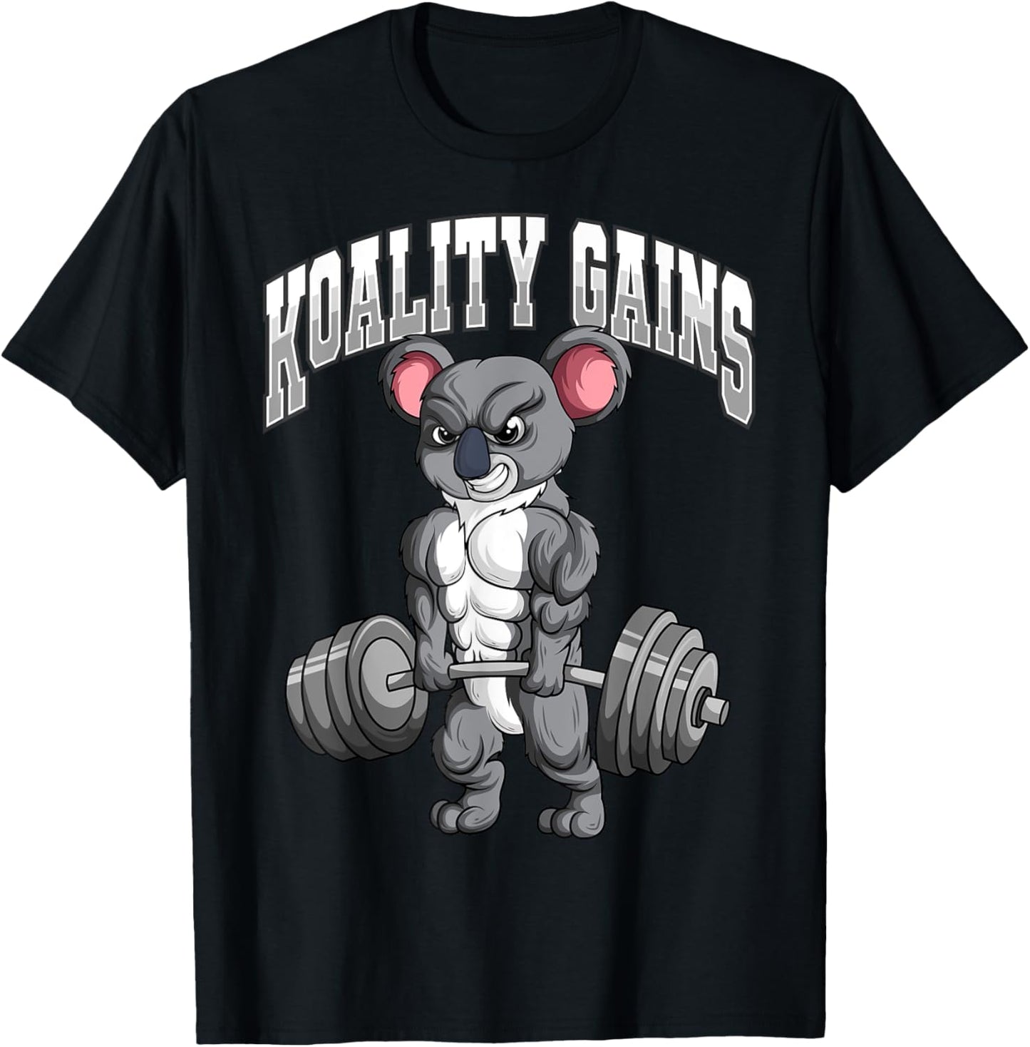 Koality Gains Fitness Gym Koala Bodybuilding T-Shirt - T-Shirt | Black