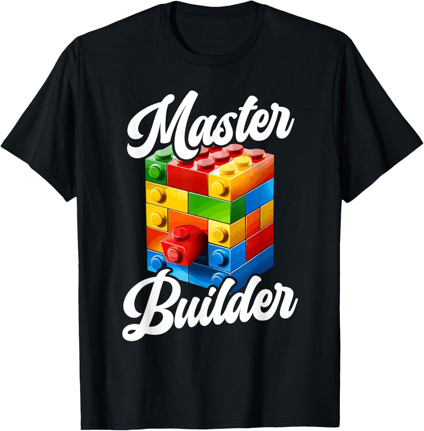 Master Builder Bricks Blocks Play Toys T-Shirt - T-Shirt | Black