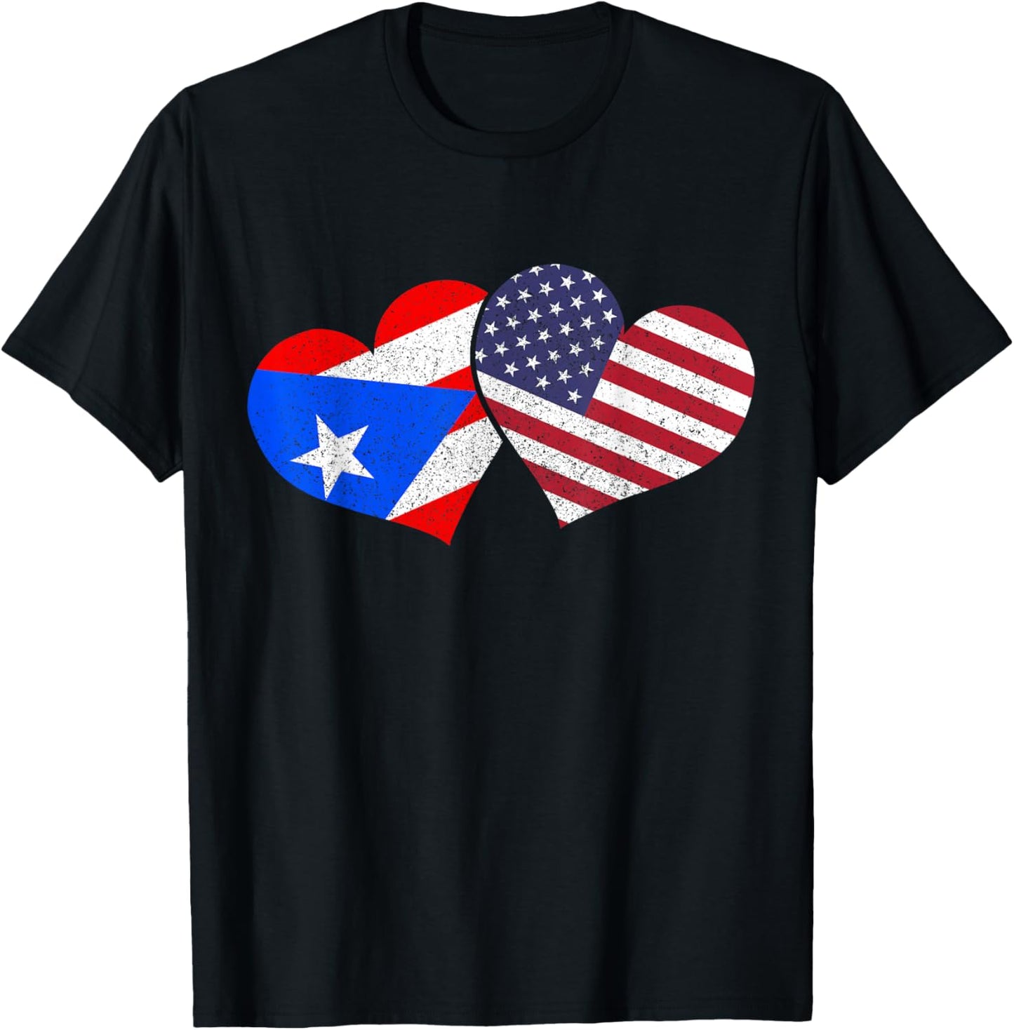 Puerto Rico & USA Pride Patriotic Puerto Rican American Flag T-Shirt - T-Shirt | Black