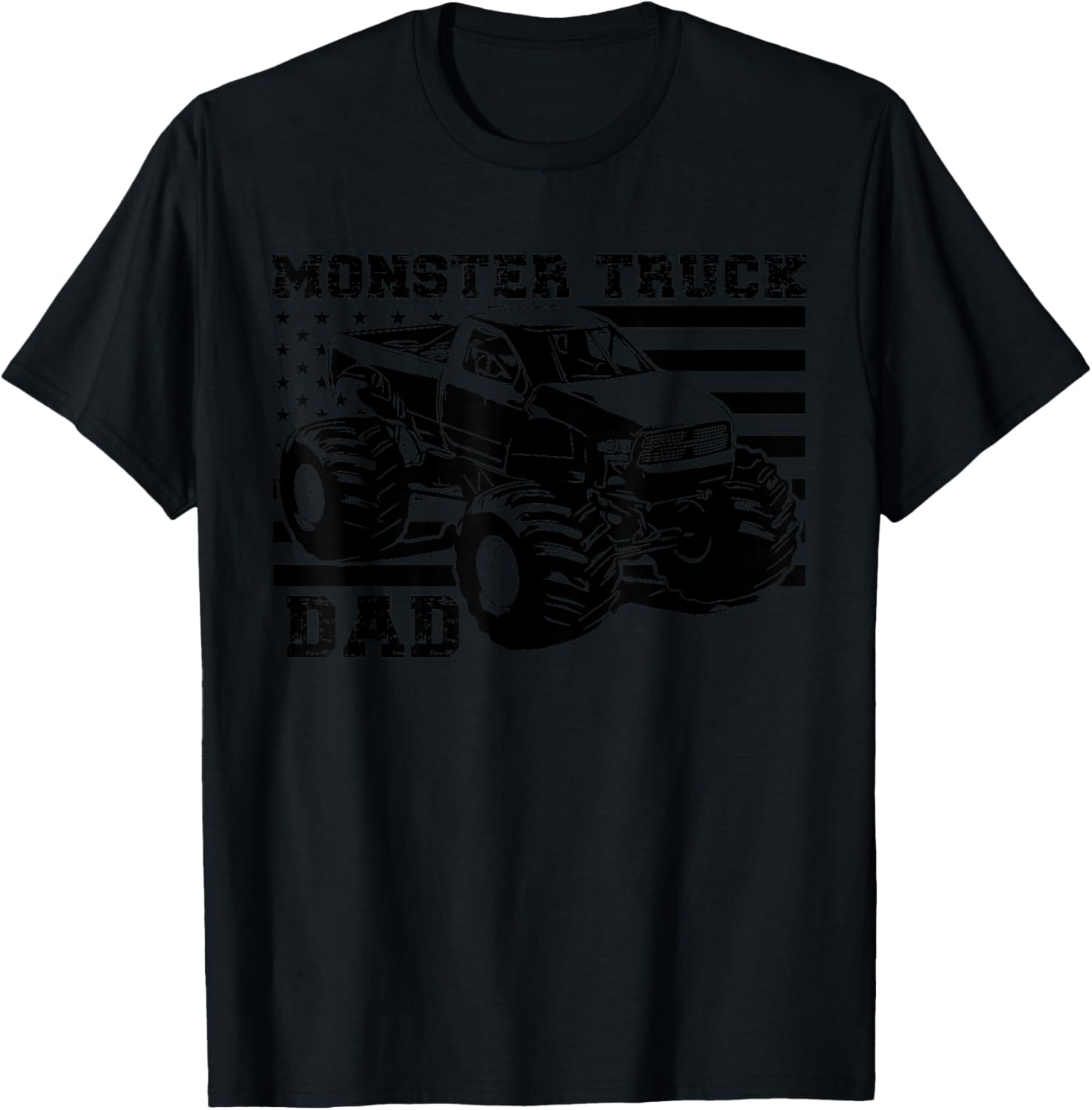 Patriotic Art Love USA Proud American Flag Monster Truck Dad T-Shirt - T-Shirt | Black