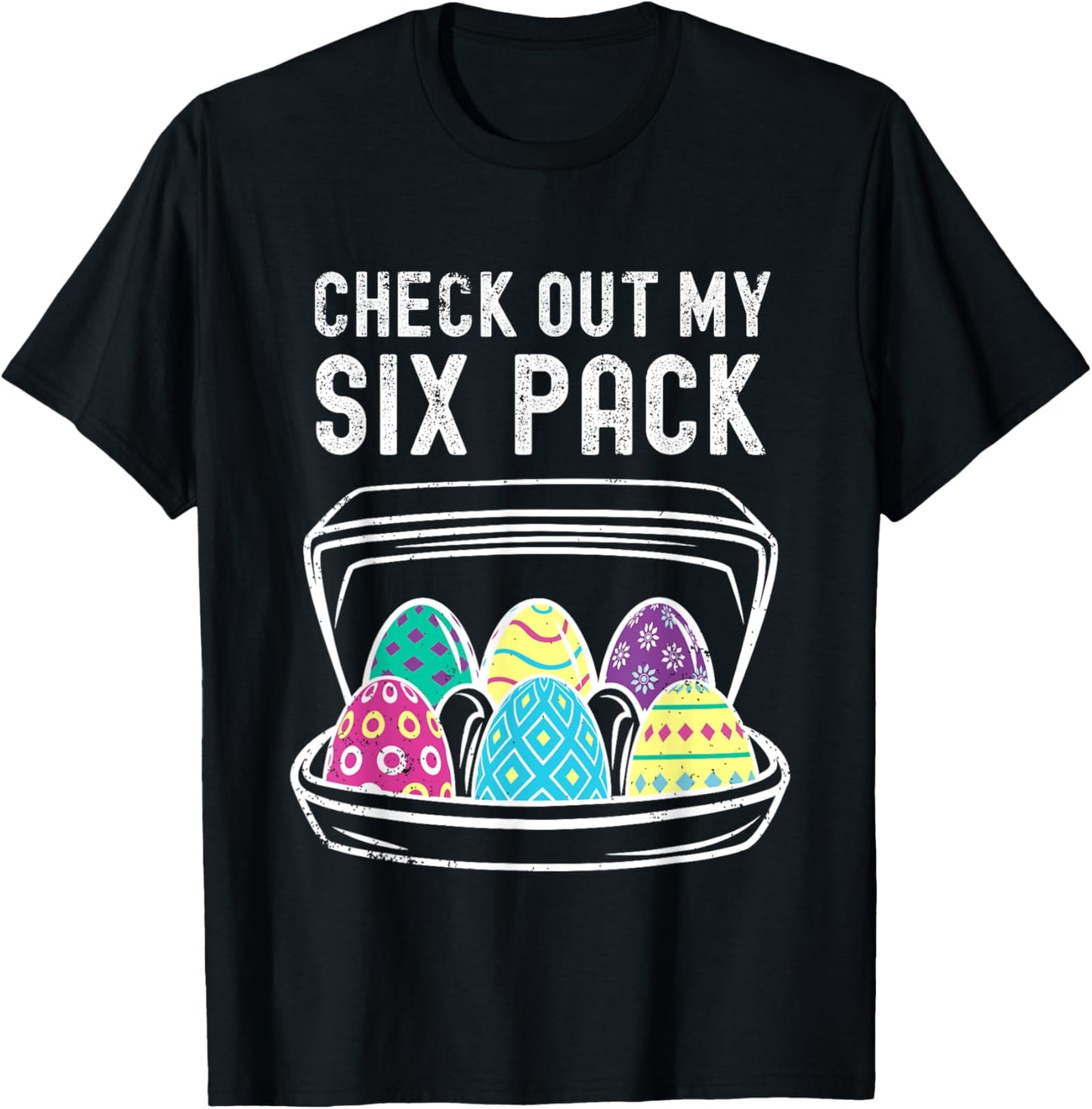 Funny Easter Egg Workout Check Out My Six Pack Abs Easter T-Shirt - T-Shirt | Black