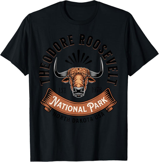 Theodore Roosevelt National Park North Dakota Buffalo Hike T-Shirt - T-Shirt | Black
