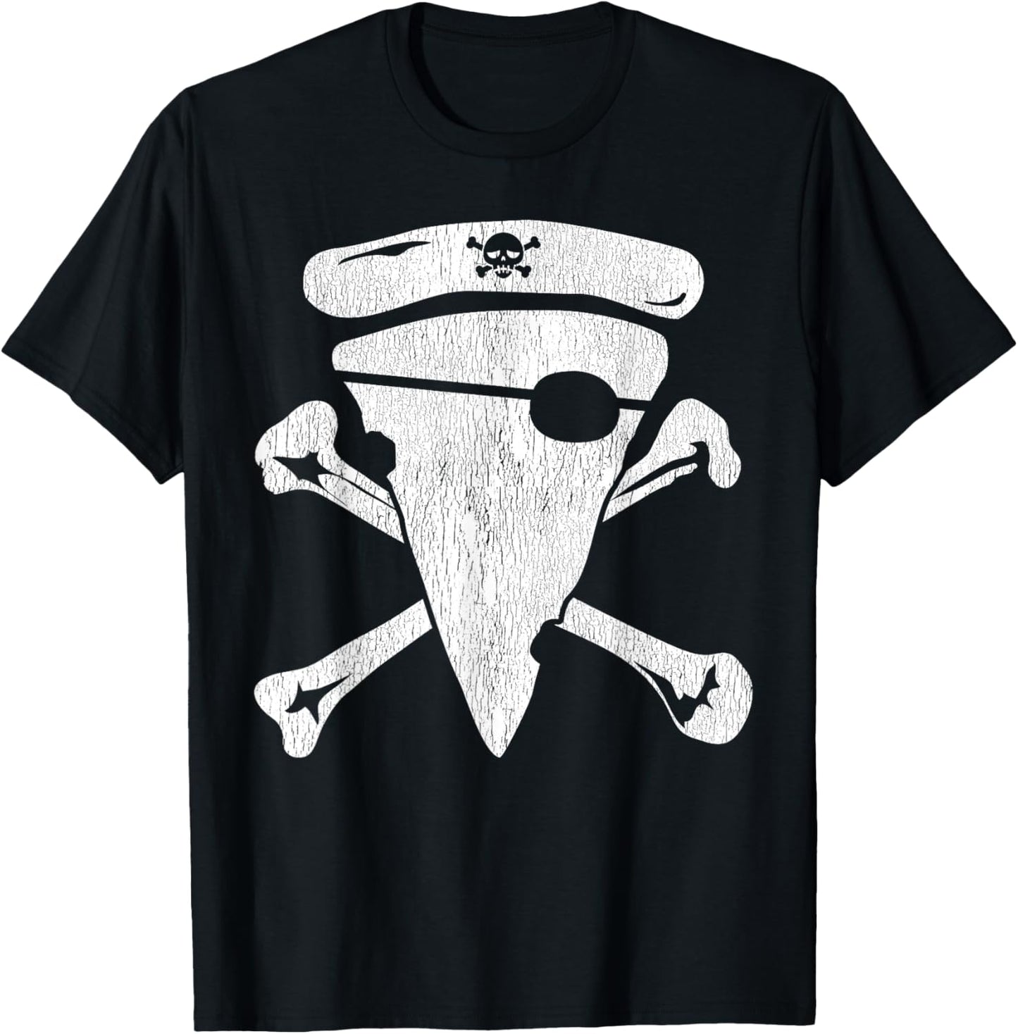 Pirate Pizza Skull Crossbones Funny Halloween Costume T-Shirt - T-Shirt | Black