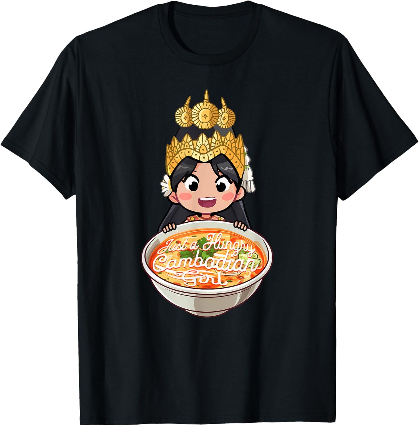 Cute Khmer Cambodian Apsara Dancer Reamker Design T-Shirt - T-Shirt | Black