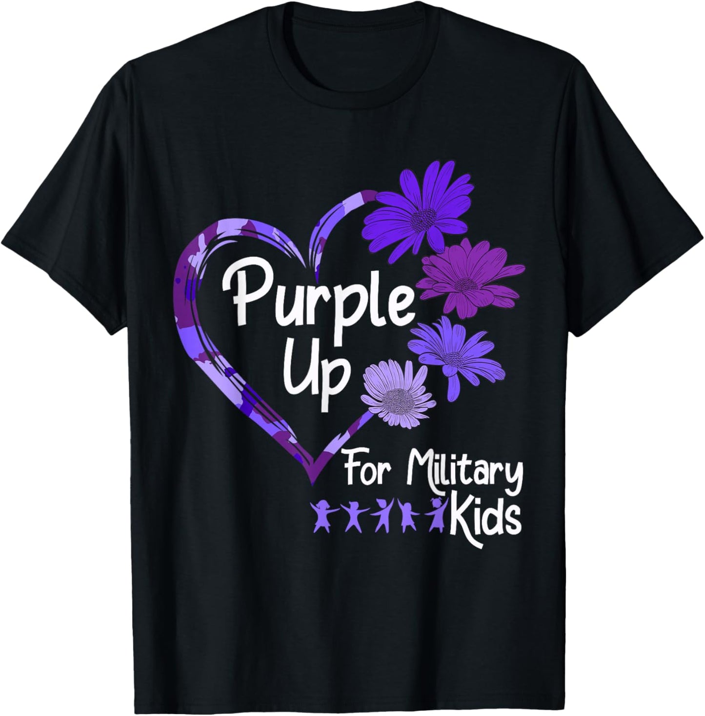 Purple Up for Military Kids - Sunflower Military Child Month Small T-Shirt - T-Shirt | Black