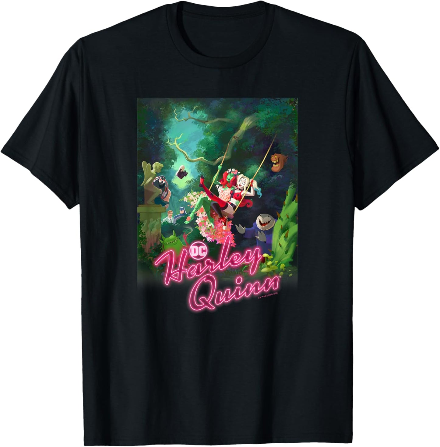 DC Comics Harley Quinn Nature Group Poster T-Shirt - T-Shirt | Black