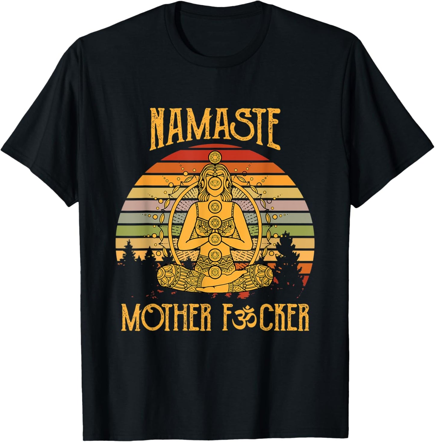 Funny Yoga Fun Meditation Vintage Namaste Mother F T-Shirt - T-Shirt | Black