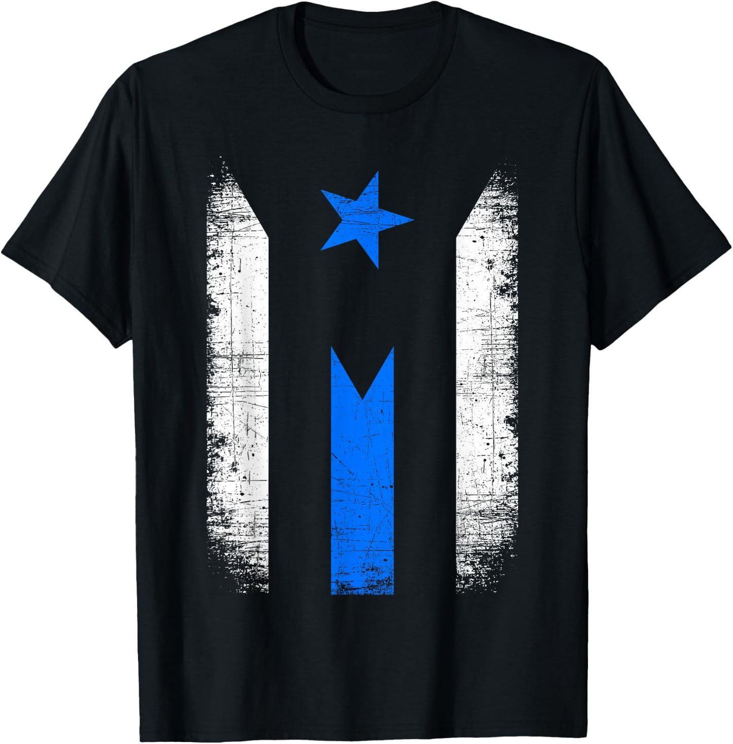 Back The Blue Line Puerto Rico Flag Police Support Boricua T-Shirt - T-Shirt | Black