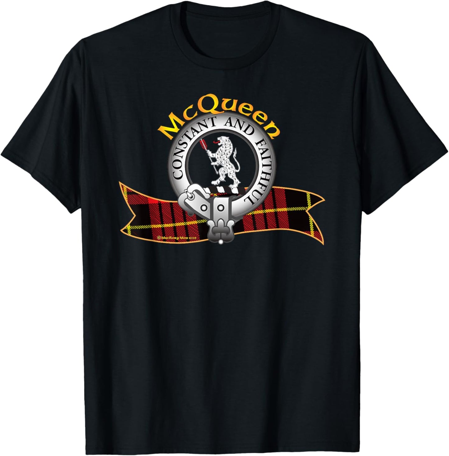 McQueen Clan Tartan Crest Motto T-Shirt - T-Shirt | Black