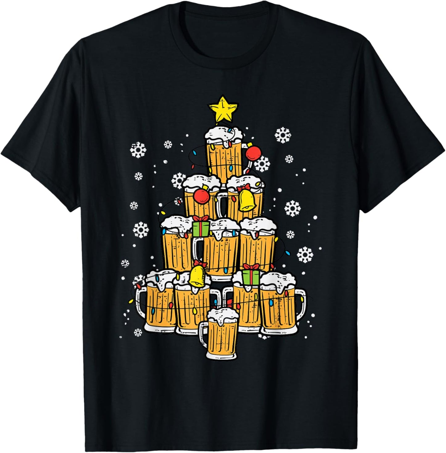 Beer Christmas Tree Xmas Brew Dad Men T-Shirt - T-Shirt | Black