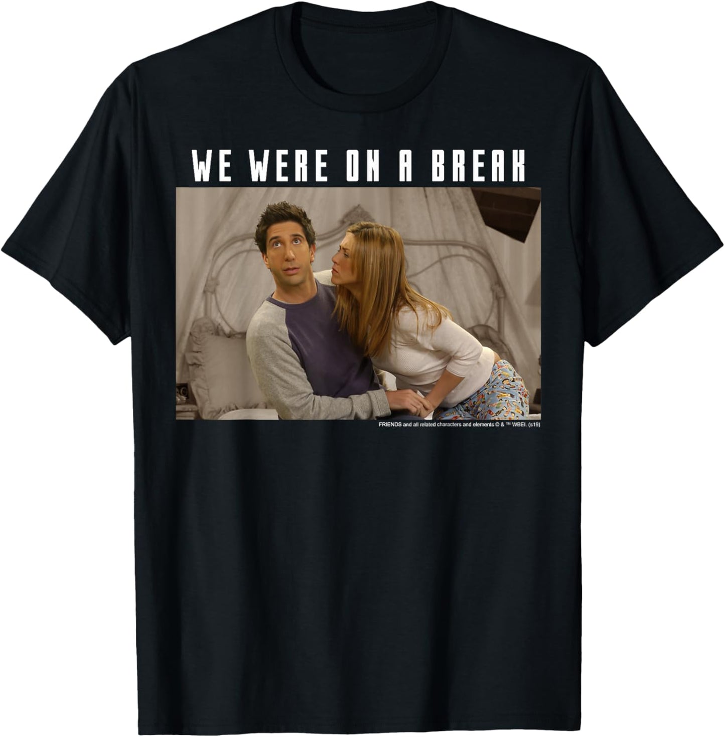 Friends Ross & Rachel We Were On A Break Portrait T-Shirt - T-Shirt | Black